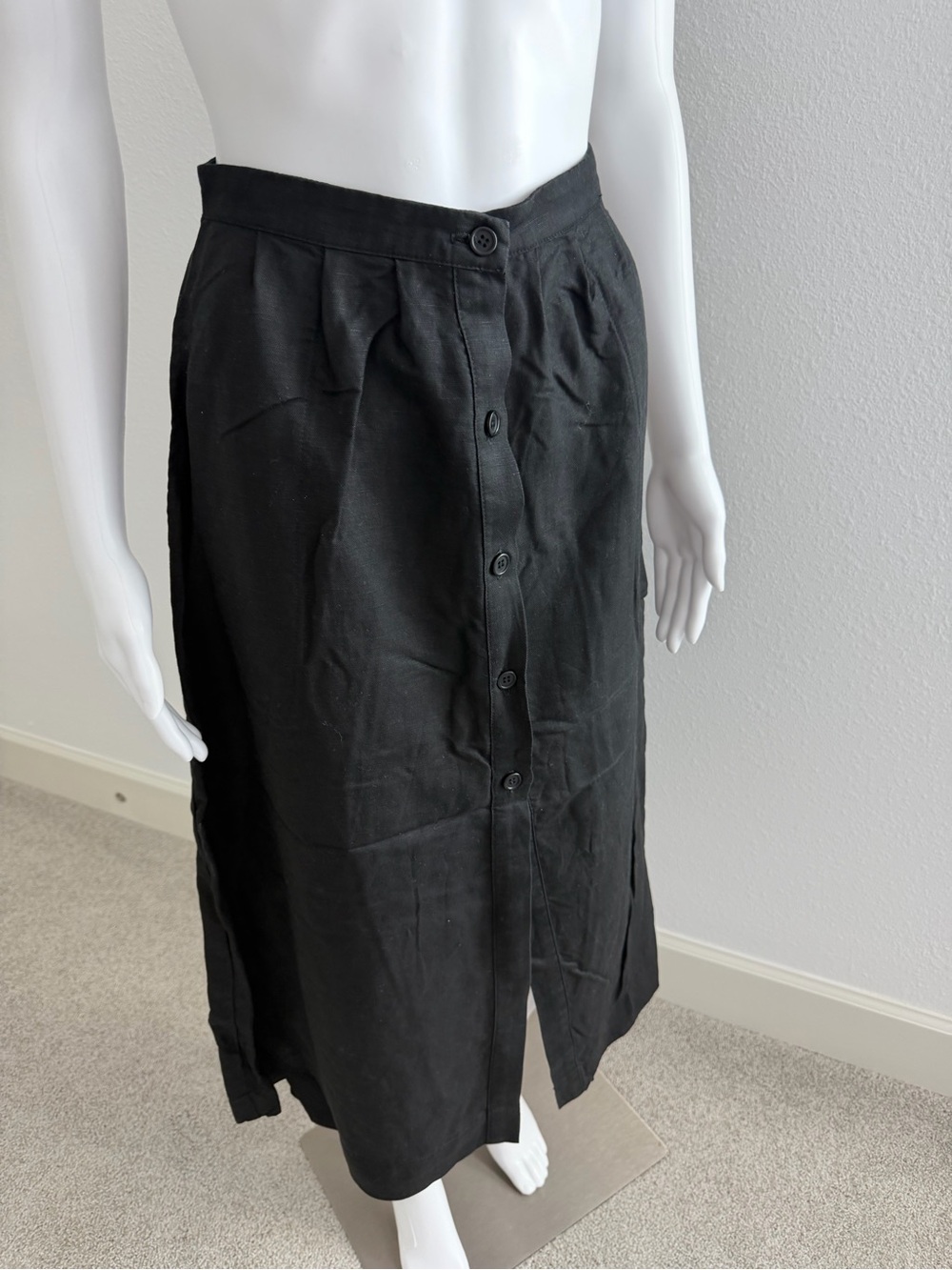 Reformation Black Button-Front High-Waist Midi Skirt - Picture 2 of 12